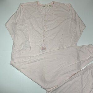 Vtg Intimate Style Women Long John's One Piece Pink Long Sleeve Flower Size 1X